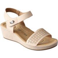 IVACHY Women's Comfort Wedge Cushioned Footbed, Geometric Design in Beige | Size: 7.5