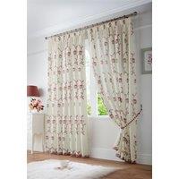 Luxury Living Exe Embroidery Lined Voile Curtains in Red | Size: 148 cm width x 137 cm drop
