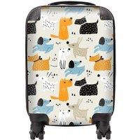 Warren Reed - Designer Hand Drawn Dogs Suitcase in Brown | Size: Mini Cabin
