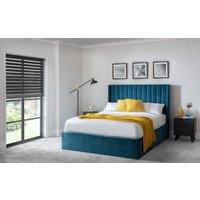 Ashfield Teal Scalloped Premium Velvet Ottoman Bed - King in Grey