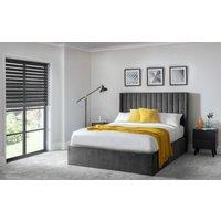 Ashfield Grey Scalloped Premium Velvet Ottoman Bed - Double