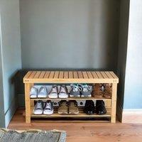 Rafaelo Mobilia Bamboo 2 Tier Shoe Storage Bench in Brown
