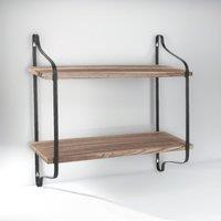 Rafaelo Mobilia Industrial 2 Tier Wooden Floating Shelf in Brown
