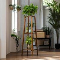 Rafaelo Mobilia Wooden 3 Tier Indoor Outdoor Plant Stand in Brown