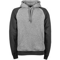 TEE JAYS Men's Two-Tone Hooded Sweatshirt in Dark Grey | Size: XL