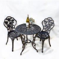 Rafaelo Mobilia Set of 3 Cast Aluminium Bistro Table & Chair in Grey