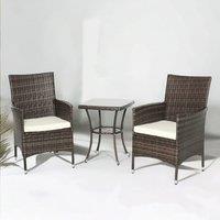 Rafaelo Mobilia Set of 3 Rattan Garden Conversation Furniture Set in Brown