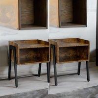 Rafaelo Mobilia Set Of 2 Rustic Stackable Bedside Tables in Brown