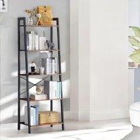 Rafaelo Mobilia 5 Tier Free Standing Ladder Shelf For Living Room Storage Rustic Brown