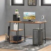 Rafaelo Mobilia Industrial Rustic Writing Desk With 2 Shelves in Dark Brown