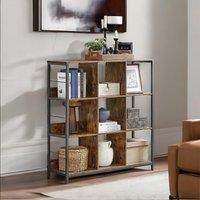 Rafaelo Mobilia 3 Tier Cube Storage Shelf With 9 Compartments Industrial Rustic in Dark Brown