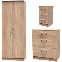 Swift Devon 3 Piece Bedroom Set (Wardrobe, Chest & Bedside) in Bardolino Oak - Ready Assembled in Light Oak