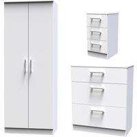 Swift Devon 3 Piece Bedroom Set (Wardrobe, Chest & Bedside) in White Matt - Ready Assembled