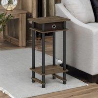 Rafaelo Mobilia Industrial Rustic Side Table With Fabric Drawer in Brown