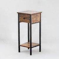 Rafaelo Mobilia Industrial Narrow Bedside Table With Drawer in Brown