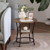 Rafaelo Mobilia Industrial Round Coffee Table With 2 Shelves in Brown