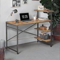 Rafaelo Mobilia Industrial 4 Tier Writing Desk With Steel Frame in Brown