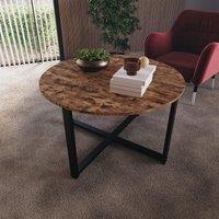 Home Discount Vida Designs Brooklyn Round Coffee Table Living Room Solid Wood Metal Legs Furniture 470 x 880 x 880 mm in Dark Brown