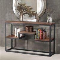 Rafaelo Mobilia Industrial 2 Tier Console Table With Steel Frame in Brown
