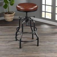 Rafaelo Mobilia Industrial Faux Leather Bar Stool With Adjustable Height in Brown