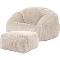 icon Kingston Bean Bag & Footstool Jumbo Cord Bundle in Natural