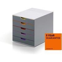 Durable Varicolor Desktop Organiser 5 Drawer Colour Coded Modular Storage - A4+ | Size: Small