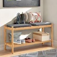 Rafaelo Mobilia Bamboo Shoe Storage Bench With 2 Cushioned Seat in Natural