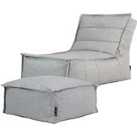 icon Dolce Indoor Outdoor Bean Bag Lounger & Footstool Grey Patio Chairs in Light Grey
