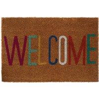Orsina Welcome Multicolour Coir Doormat in Natural | Size: 100 cm diameter