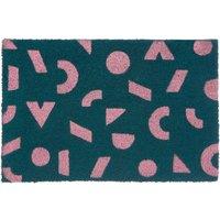 Orsina Shapes Green Coir Doormat in Blue | Size: 100 cm diameter
