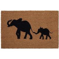Orsina Elephant & Baby Elephant Doormat in Natural | Size: 100 cm diameter