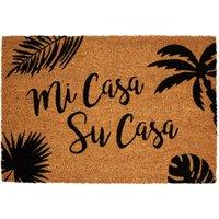 Orsina Mi Casa Su Casa' Doormat, Welcoming Coir Mat With Spanish Greeting & PVC Backing, Durable in Natural | Size: 100 cm diameter