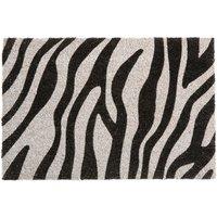 Orsina Zebra Print Coir Doormat in Black | Size: 100 cm diameter