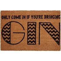 Orsina Gin Doormat, Fun Printed Coir Mat With Durable PVC Backing, Scrapes Dirt Off-Shoes With A Humorous Touch in Natural | Size: 100 cm diameter