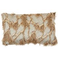 Orsina Grey & Natural Faux Fur Square Cushion, Luxe Ombre Design with Feather Filler, Soft Faux-Suede Reverse