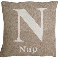 Orsina Nap Words Black Cushion in Natural