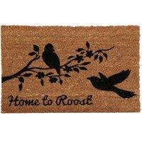 Orsina Home To Roost Doormat, Durable Coir Mat With PVC Backing & Printed Hen Design, Scrapes Dirt Off-Shoes in Natural | Size: 100 cm diameter