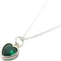 Harfi Women's Mini Heart Silver Emerald May Birthstone Necklace in Green | Size: 18 inches