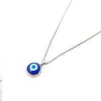Harfi Women's Turkish Evil Eye Sterling Silver Pendant Charm Necklace in Blue | Size: 18 inches