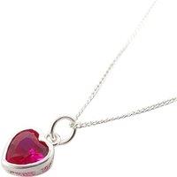 Harfi Women's Mini Heart Silver Ruby July Birthstone Necklace in Pink | Size: 18 inches