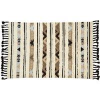 Orsina Large Tribal Rug in Black & Cream, Handcrafted Wool & Cotton Floor Rug, Tribal Pattern Area Rug in Cream