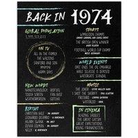 Artery8 Men's Wall Art Print 50th Birthday Anniversary Idea Chalk Board Aesthetic For Him Born in 1974 in Black | Size: W24" x H32"