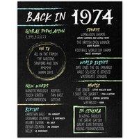 Artery8 Men's Wall Art Print 50th Birthday Anniversary Idea Chalk Board Aesthetic For Him Born in 1974 in Black | Size: W18" x H24"