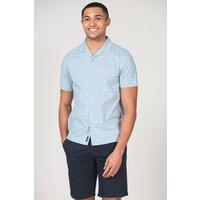 Kensington Eastside Men's Cotton Short Sleeve Button-Up Printed Shirt in Blue | Size: Large
