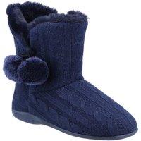 Fleet & Foster Women's Apple Knitted Bootie Slipper in Navy | Size: 5