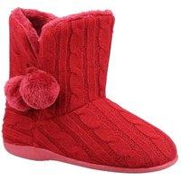 Fleet & Foster Women's Apple Knitted Bootie Slipper in Burgundy | Size: 5