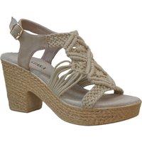 IVACHY Women's Summer Braided Strappy Beaded Espadrille Wedge Heels Sandals cushioning in Cream | Size: 4