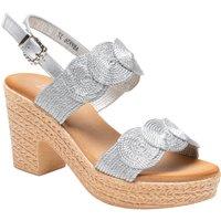 IVACHY Women's Sandal Wedge Woven Braided Block Heels Summer Espadrille Platform Shoes in Silver | Size: 5