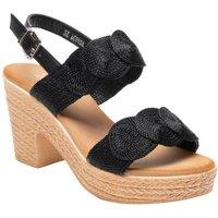 IVACHY Women's Sandal Wedge Woven Braided Block Heels Summer Espadrille Platform Shoes in Black | Size: 7