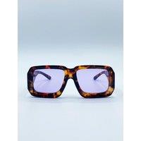SVNX Women's Oversized Square Frame in Brown Tortoiseshell with Purple Lenses